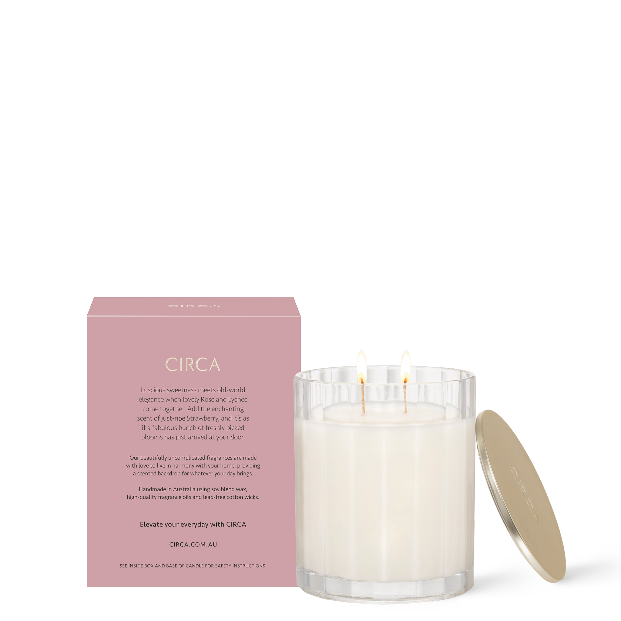 Rose & Lychee Scented Soy Candle 350g Circa CIRCA AU
