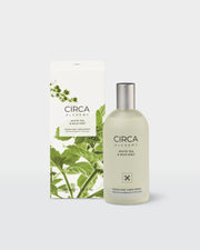 CIRCA White Tea & Wild Mint Room & Linen Spray 100ml with botanical box, centred front view