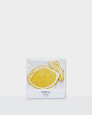 Summer paper name cards with a yellow lemon and illustrated bow design.