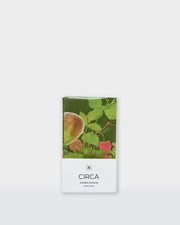 Festive paper dinner napkins with figs, green leaves and pink floral details.
