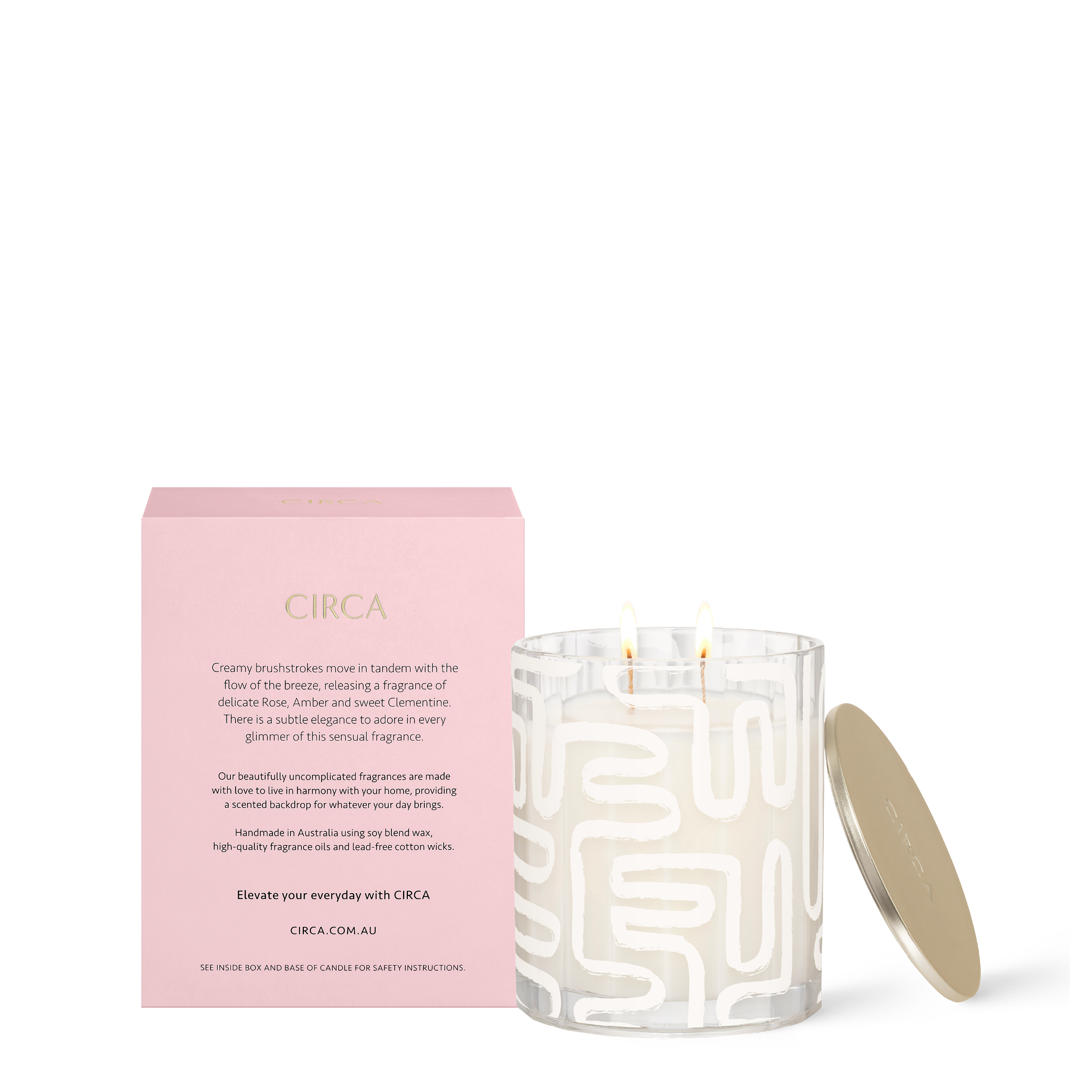 Rose Nectar & Clementine Scented Soy Candle 350g Circa CIRCA AU